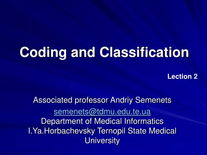 coding and classification