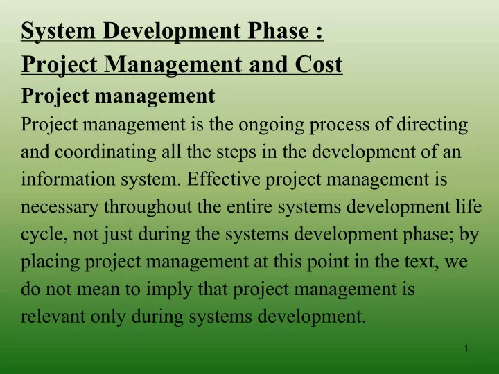 system development phase project management
