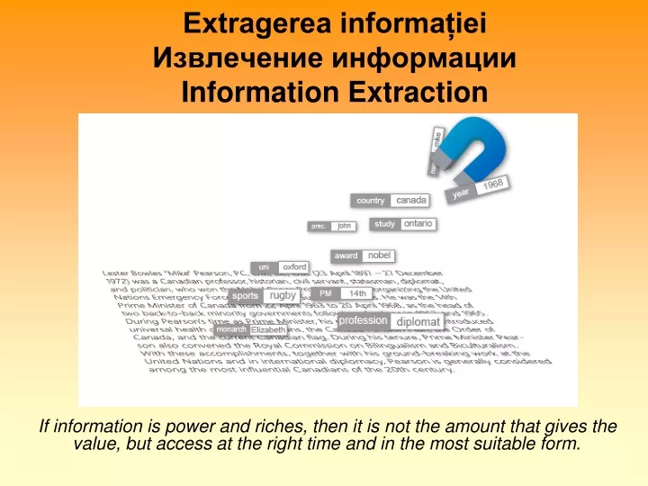 extragerea informa iei information extraction