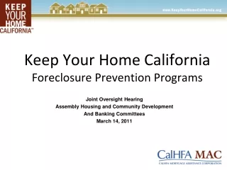 Keep Your Home California Foreclosure Prevention Programs
