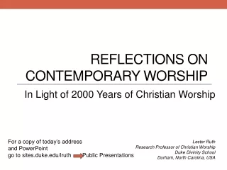 Reflections on Contemporary Worship