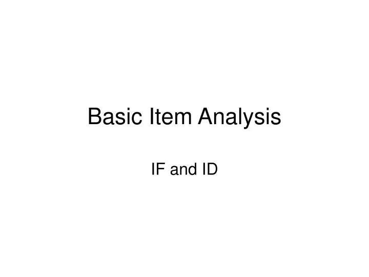 basic item analysis