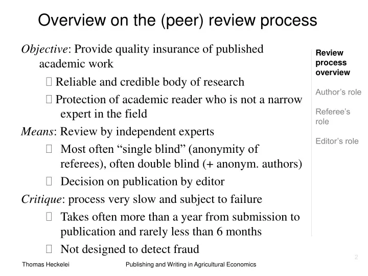 overview on the peer review process
