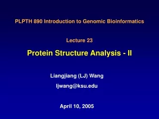 Protein Structure Analysis - II