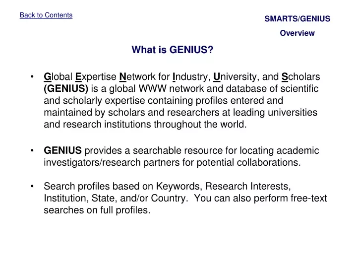 smarts genius overview