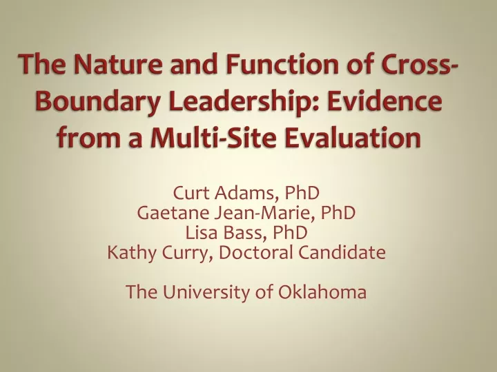 the nature and function of cross boundary leadership evidence from a multi site evaluation