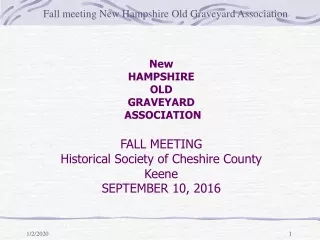 Fall meeting New Hampshire Old Graveyard Association