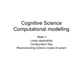 Cognitive Science Computational modelling