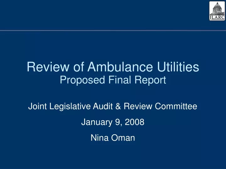 review of ambulance utilities proposed final report