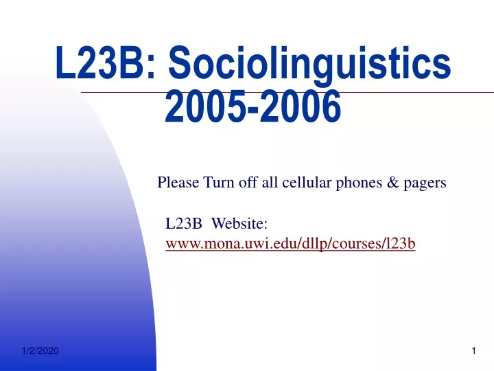 l23b sociolinguistics 2005 2006