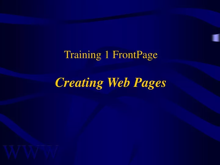 training 1 frontpage creating web pages
