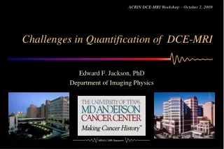 Challenges in Quantification of  DCE-MRI