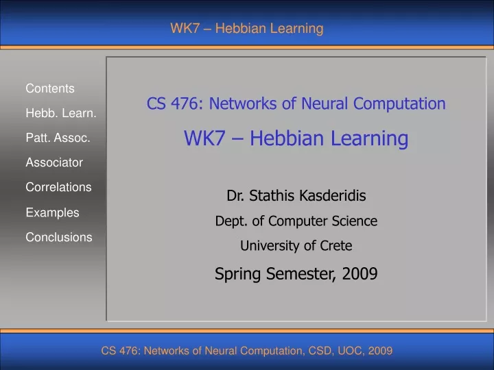 wk7 hebbian learning