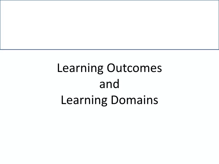 learning outcomes and learning domains