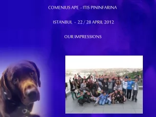 COMENIUS APE  - ITIS PININFARINA   ISTANBUL  -  22 / 28 APRIL 2012 OUR IMPRESSIONS