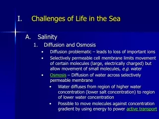 Challenges of Life in the Sea Salinity Diffusion and Osmosis