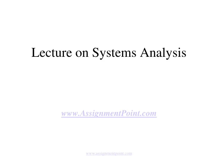 lecture on systems analysis