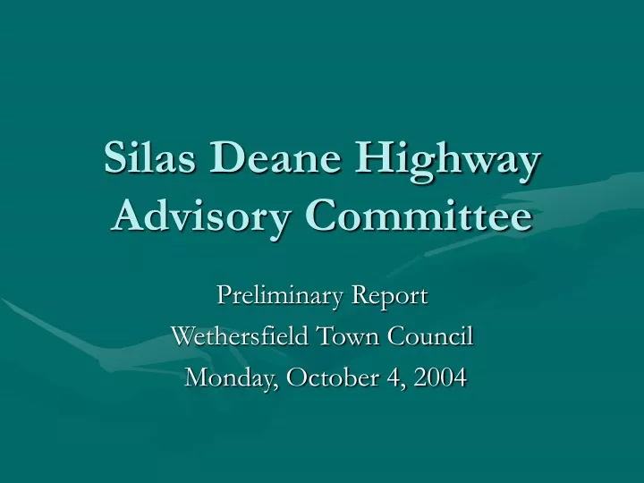 silas deane highway advisory committee