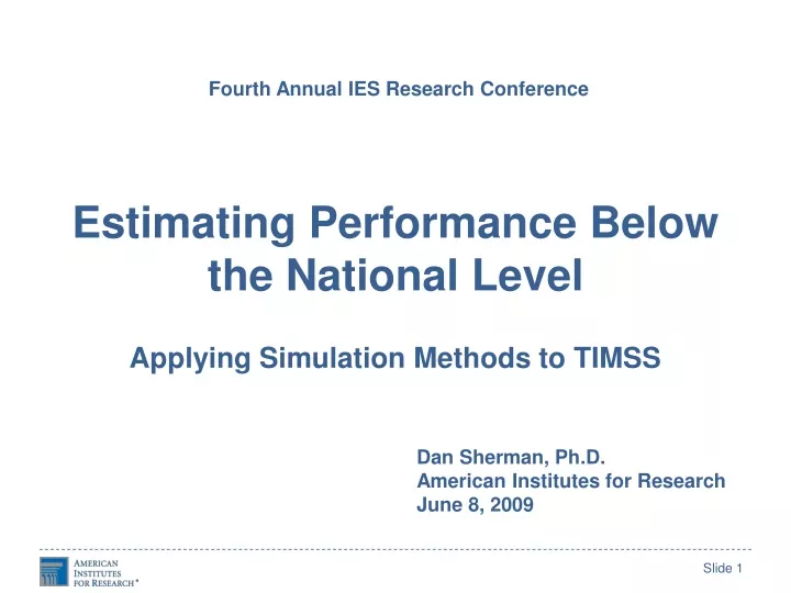 estimating performance below the national level