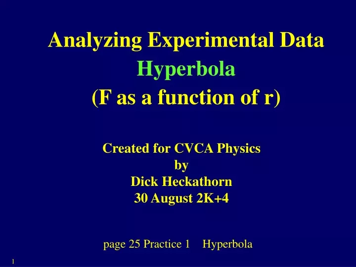 analyzing experimental data hyperbola