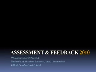 Assessment &amp; FEEDBACK  2010