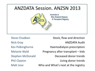 ANZDATA Session, ANZSN 2013