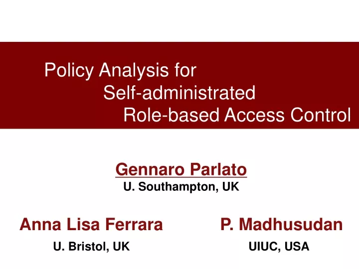 policy analysis for self administrated role based