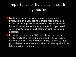 Importance of fluid cleanliness in hydraulics