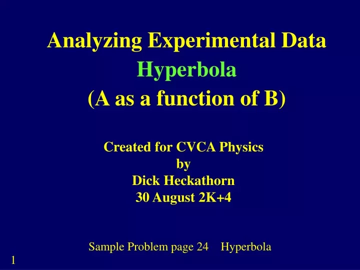 analyzing experimental data hyperbola