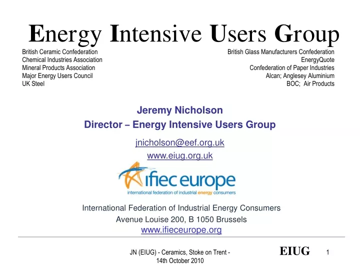 jeremy nicholson director energy intensive users