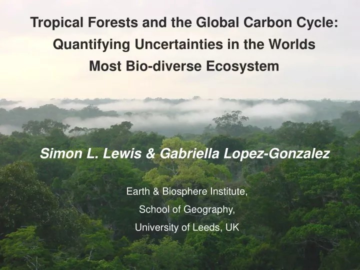 tropical forests and the global carbon cycle
