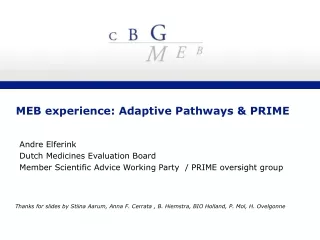 MEB experience: Adaptive Pathways &amp; PRIME