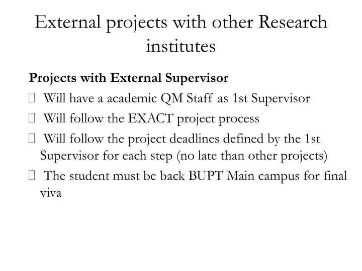 external projects with other research institutes