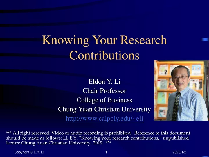 knowing your research contributions