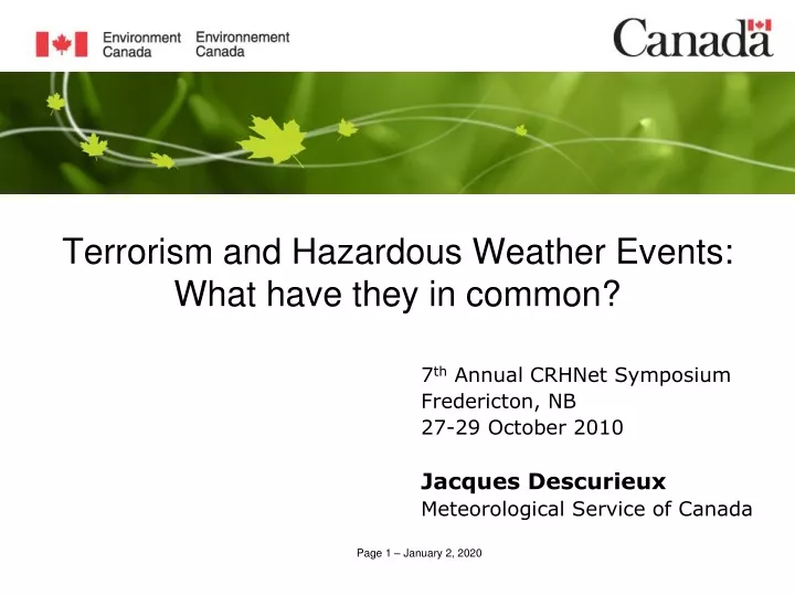terrorism and hazardous weather events what have they in common