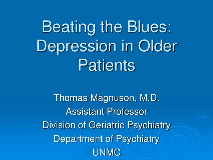 beating the blues depression in older patients