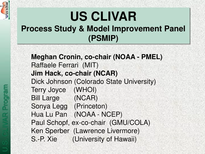 us clivar process study model improvement panel