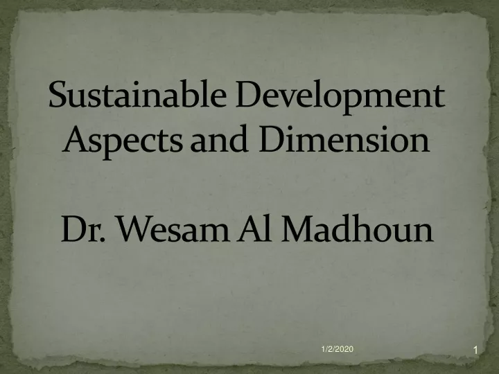 sustainable development aspects and dimension dr wesam al madhoun