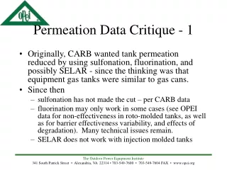 Permeation Data Critique - 1