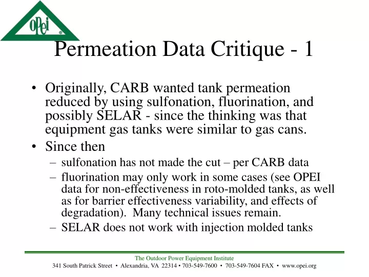 permeation data critique 1