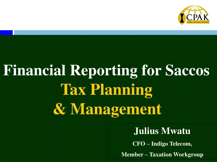 financial reporting for saccos tax planning