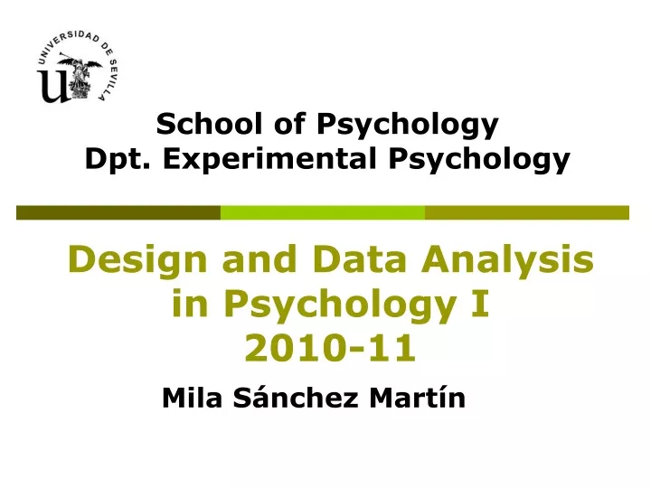 design and data analysis in psychology i 2010 11