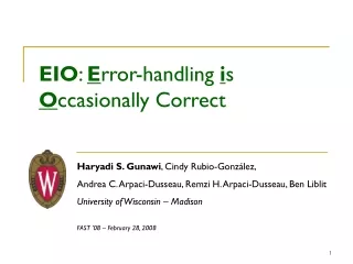 EIO :  E rror-handling  i s  O ccasionally Correct