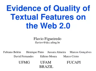 Evidence  of Quality of Textual Features on the Web 2.0