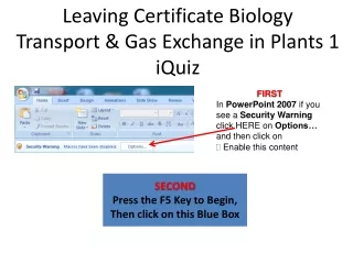 Leaving Certificate Biology Transport &amp; Gas Exchange in Plants 1 iQuiz