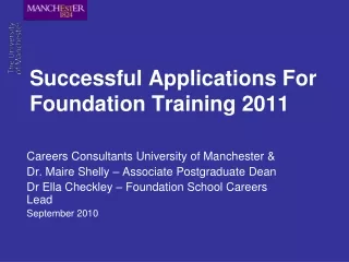 Successful Applications For Foundation Training 2011