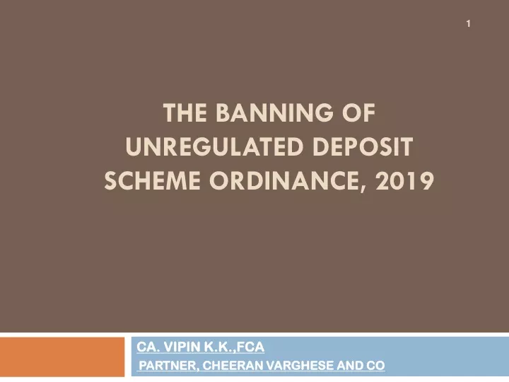 the banning of unregulated deposit scheme ordinance 2019