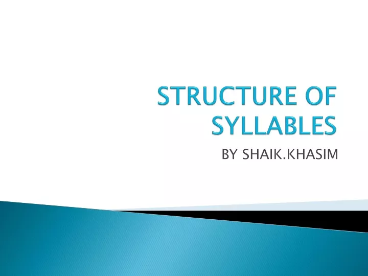structure of syllables
