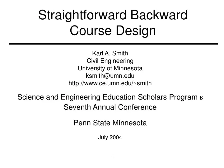 straightforward backward course design