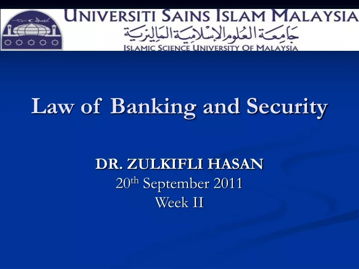 law of banking and security